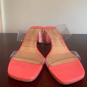 SCHUTZ Ariella Acrylic Mid Heel Sandal Pink
